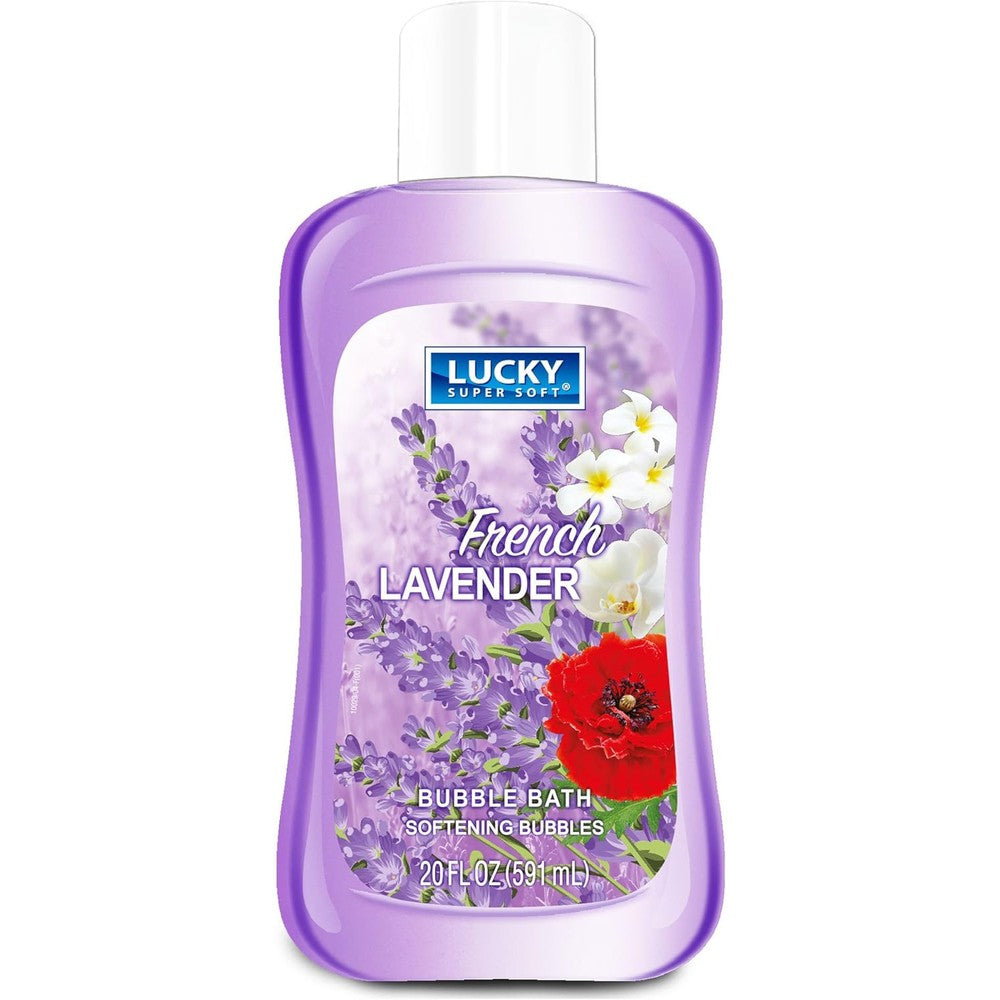 Lucky Super Soft French Lavender Bubble Bath front view bottle container