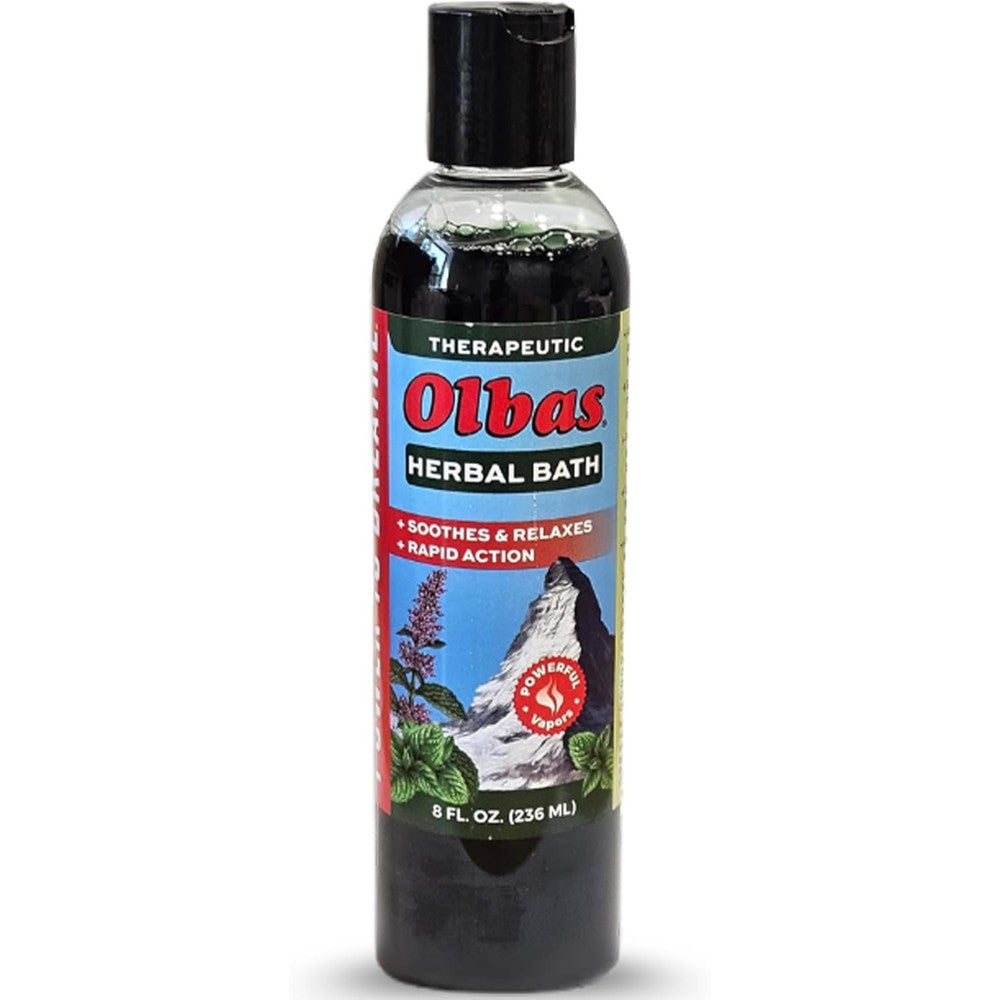 Olbas therapeutic herbal bath bottle front view