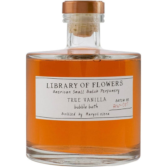 Library of Flowers True Vanilla bubble bath glass bottle front view