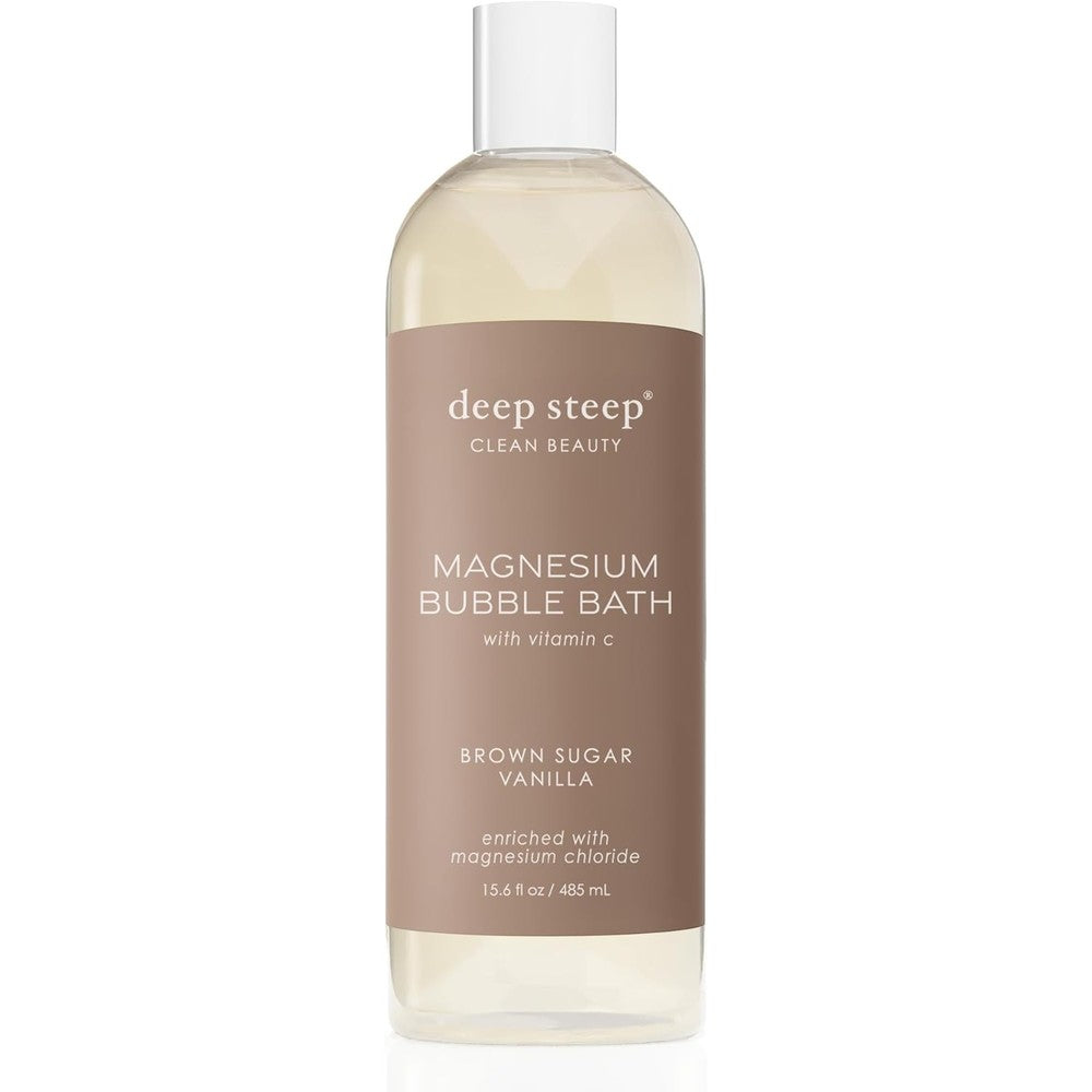 Deep Steep Magnesium Bubble Bath Brown Sugar Vanilla front view bottle
