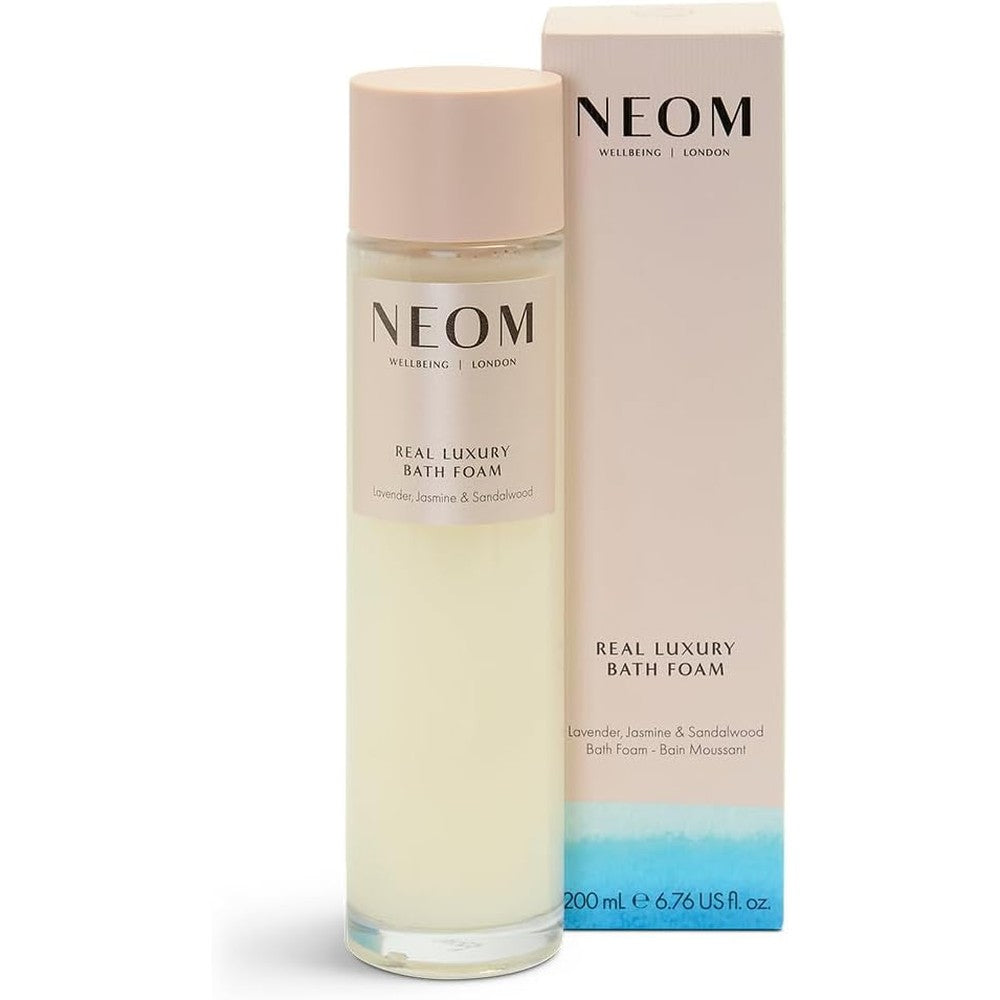 Neom Real Luxury Bath Foam front view bottle packaging