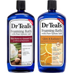 Dr Teal's foaming bath combo pack front view showcasing both bottles