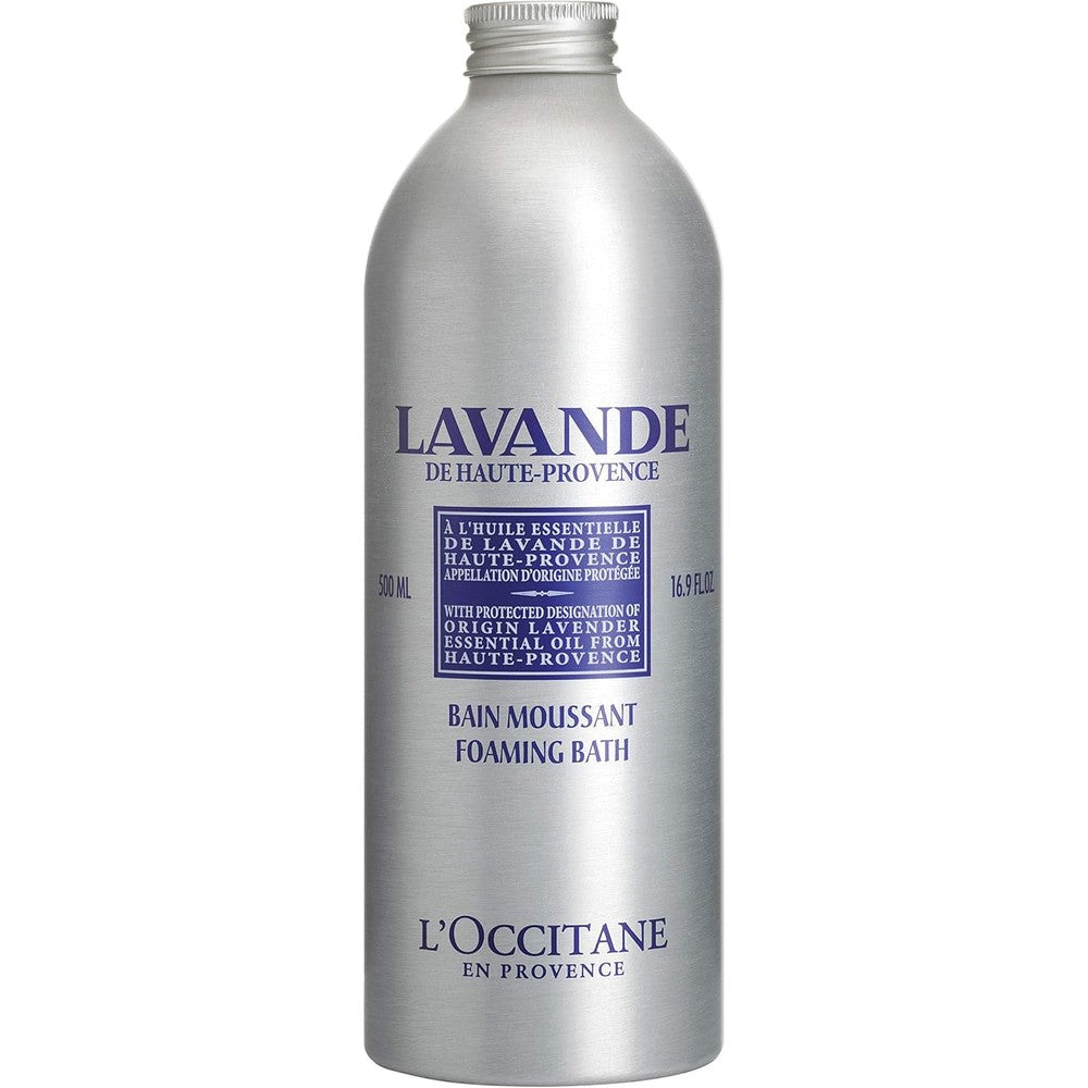 L'Occitane Lavender Foaming Bath front view bottle packaging