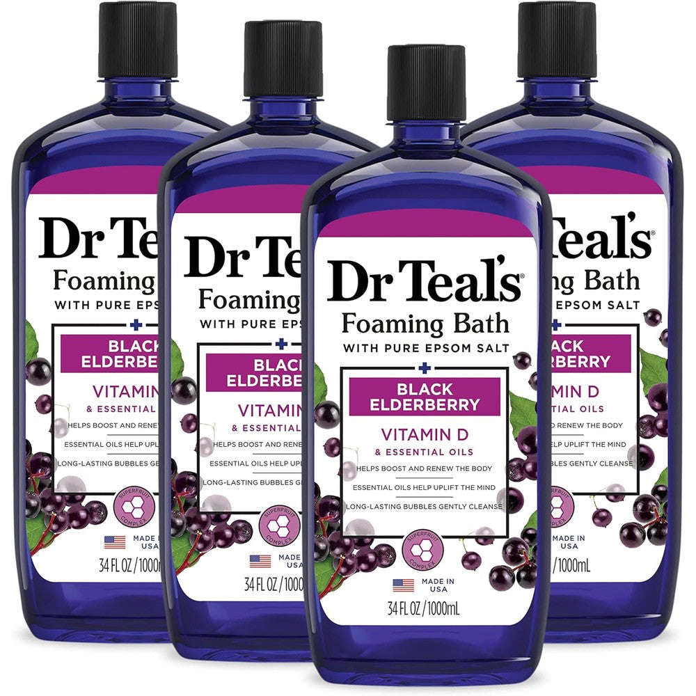 Dr Teal's Foaming Bath Black Elderberry front view bottle