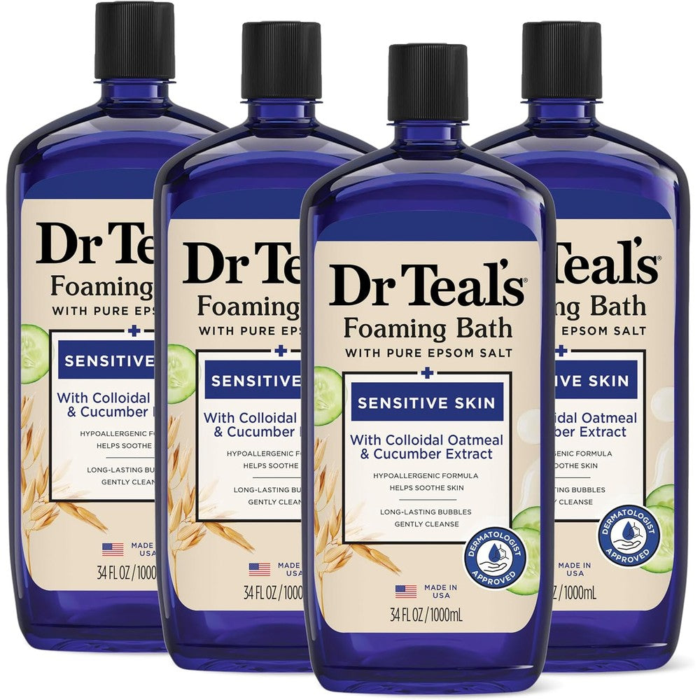 Dr Teal's foaming bath sensitive skin front view packaging