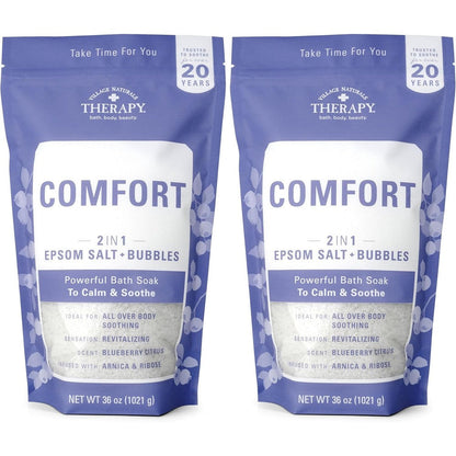 Village Naturals Therapy Comfort Foaming Bath Soak front view 36 ounce
