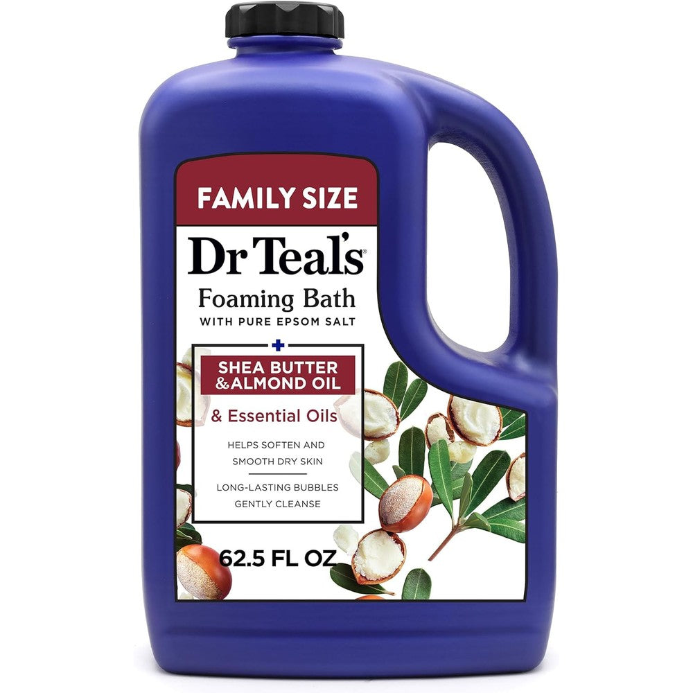 Dr Teal's foaming bath shea butter and almond oil front view bottle