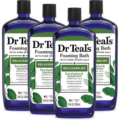 Dr Teal's Foaming Bath Eucalyptus and Spearmint 4 pack front view