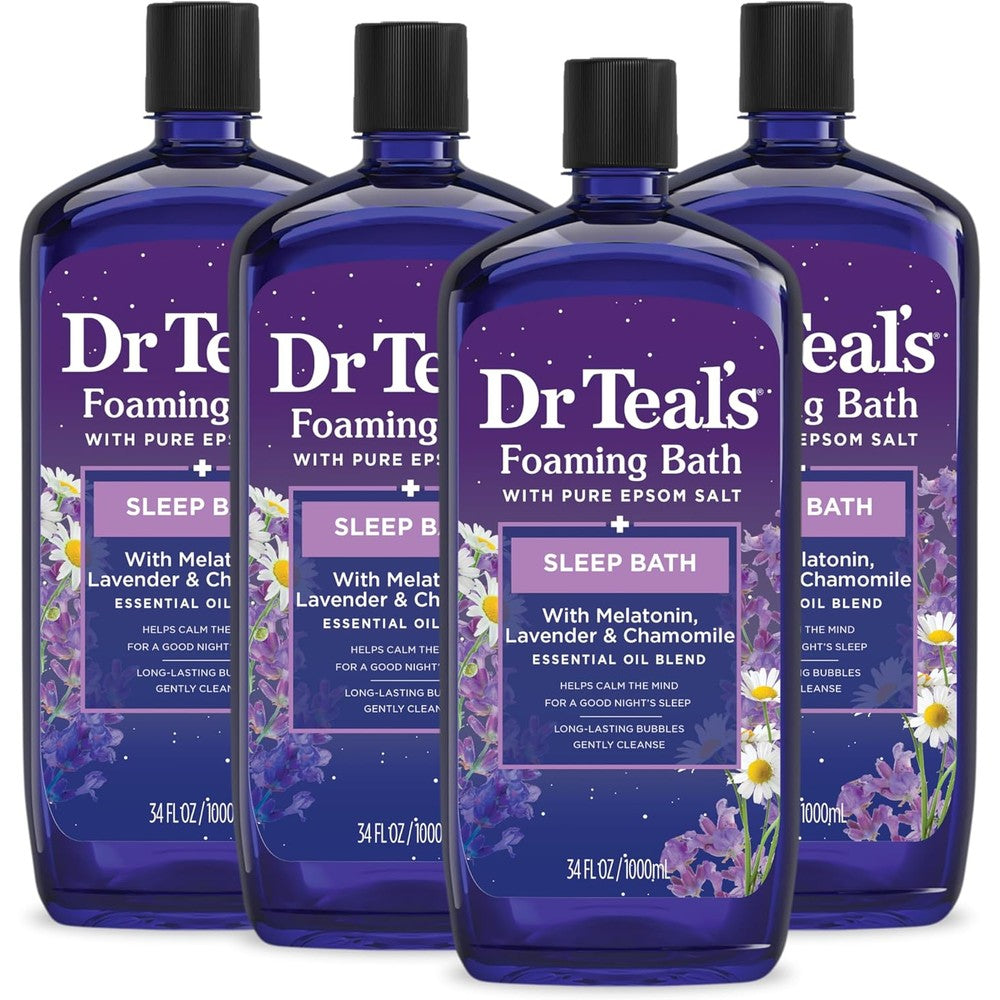 Dr Teal's Melatonin Sleep Soak foaming bath front view bottle