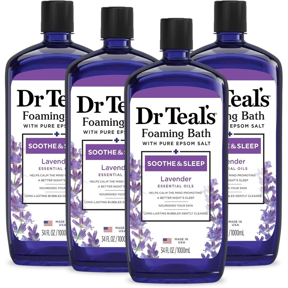 Dr Teal's lavender foaming bath bottles front view