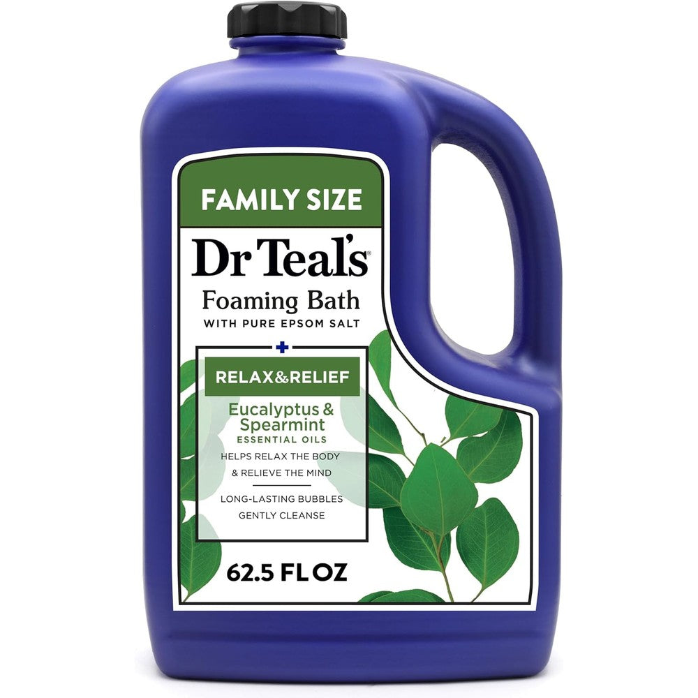 Dr Teal's foaming bath front view bottle packaging