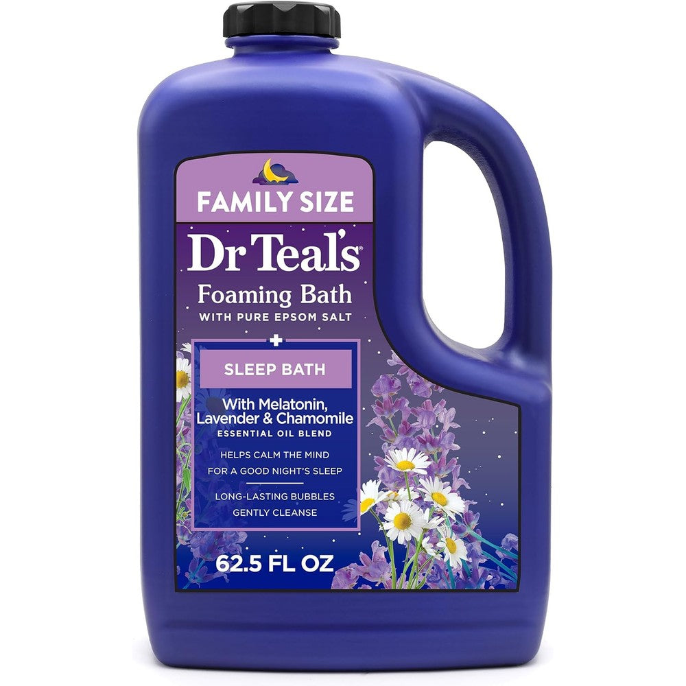 Dr. Teal's sleep foaming bath front view product packaging