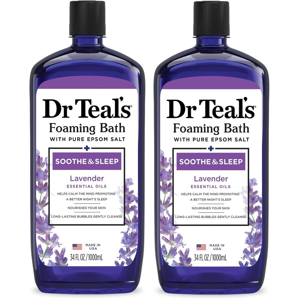 Dr Teal's Soothe and Sleep Lavender Foaming Bath front view of two bottles