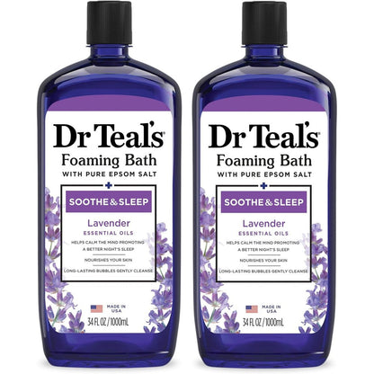 Dr Teal's Foaming Bath Lavender two pack front view authentic bubble bath packaging