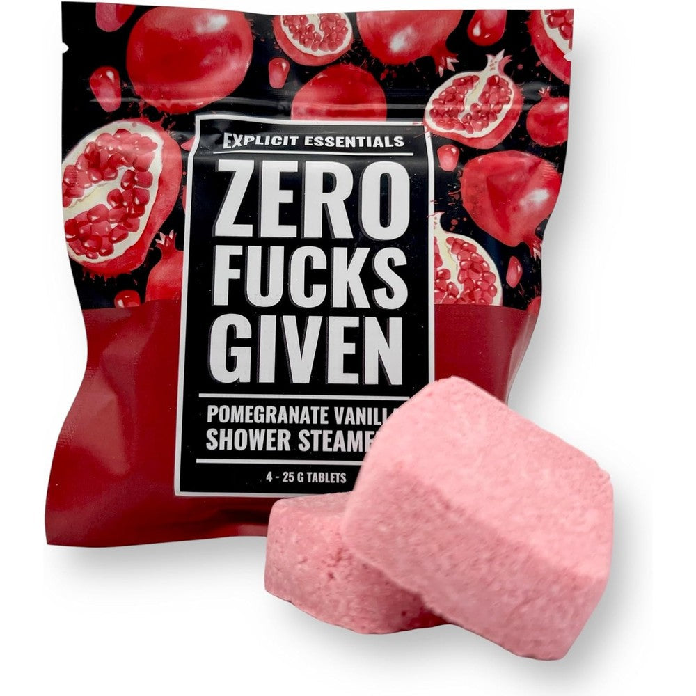 Explicit Essentials Zero F's Given shower steamer pouch front view