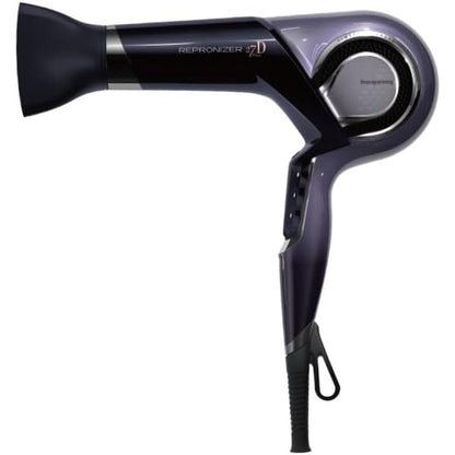 Bioprogramming Repronizer 27D Plus luxury hair dryer front view showing sleek metallic violet accents