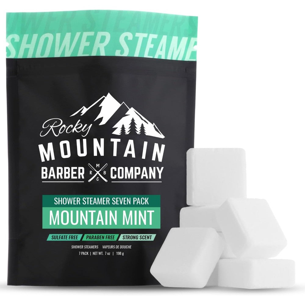 Rocky Mountain Barber Company Mountain Mint Shower Steamers front view packaging