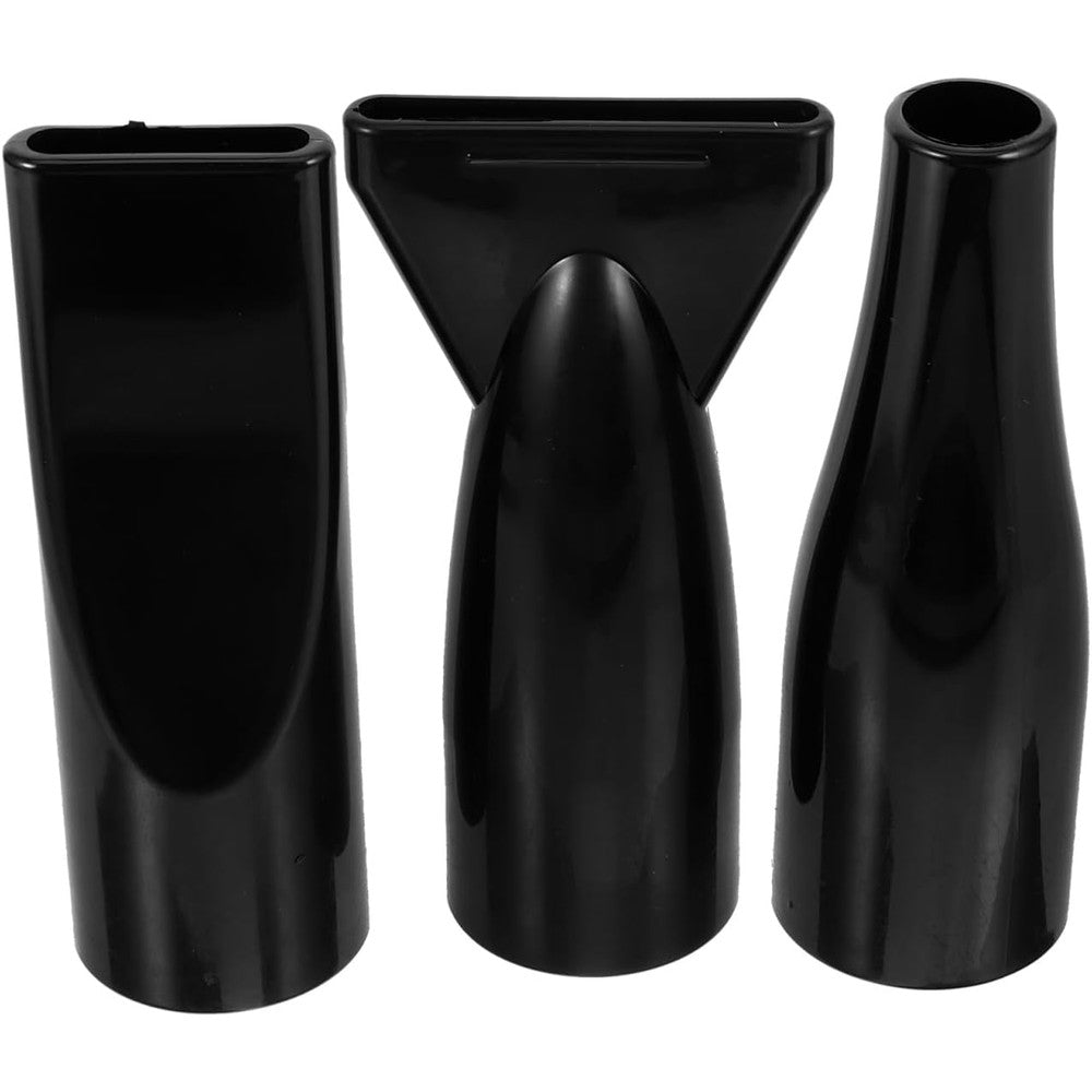 VALICLUD hair dryer attachment three pack front view showing three black plastic concentrator nozzles.