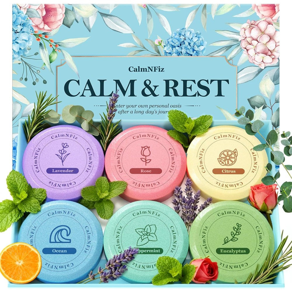Pure Nature Lux Spa CalmNFiz shower steamers set front view packaging