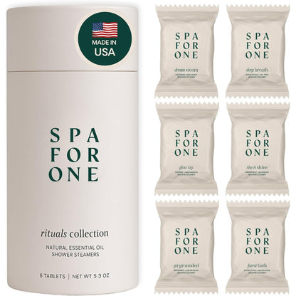 Spa For One shower steamers aromatherapy six pack front view box packaging