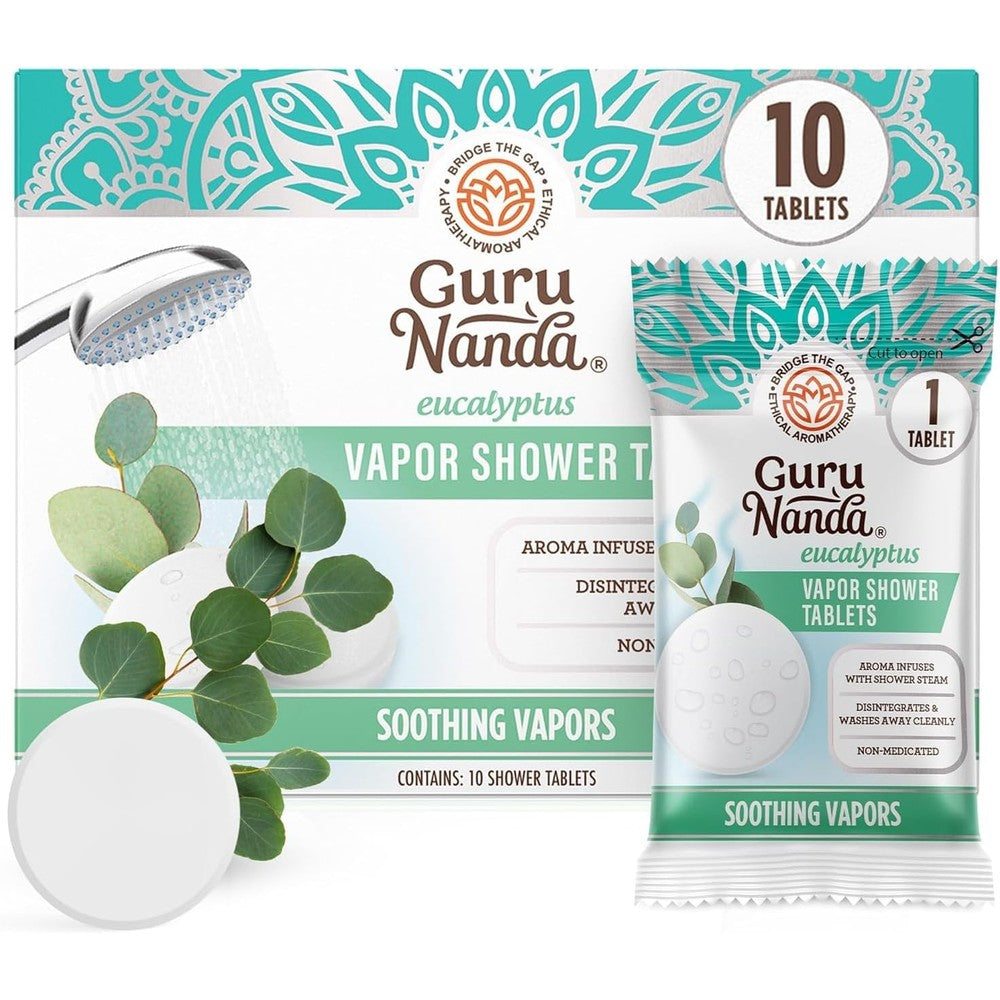 GuruNanda Eucalyptus Vapor Shower Tablets front view packaging box