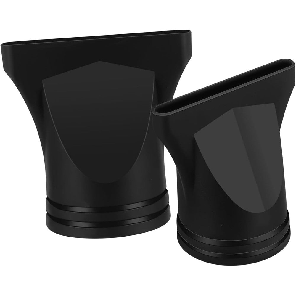 Healeved hair dryer concentrator nozzle attachment front view showing the narrow black plastic slot design.