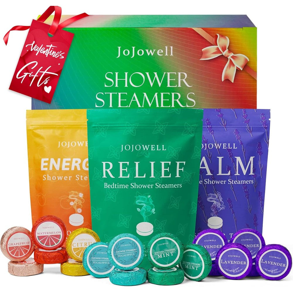 JoJowell Shower Steamers Aromatherapy 18 Pack box front view showcasing self care packaging.