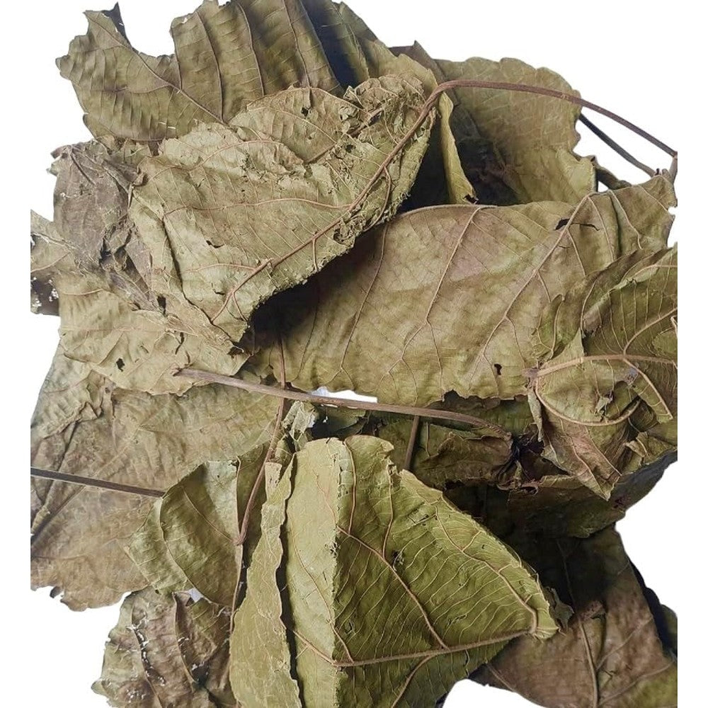 Handmade Kopabana Djeka Leaves front view packaging and dried botanical herbs
