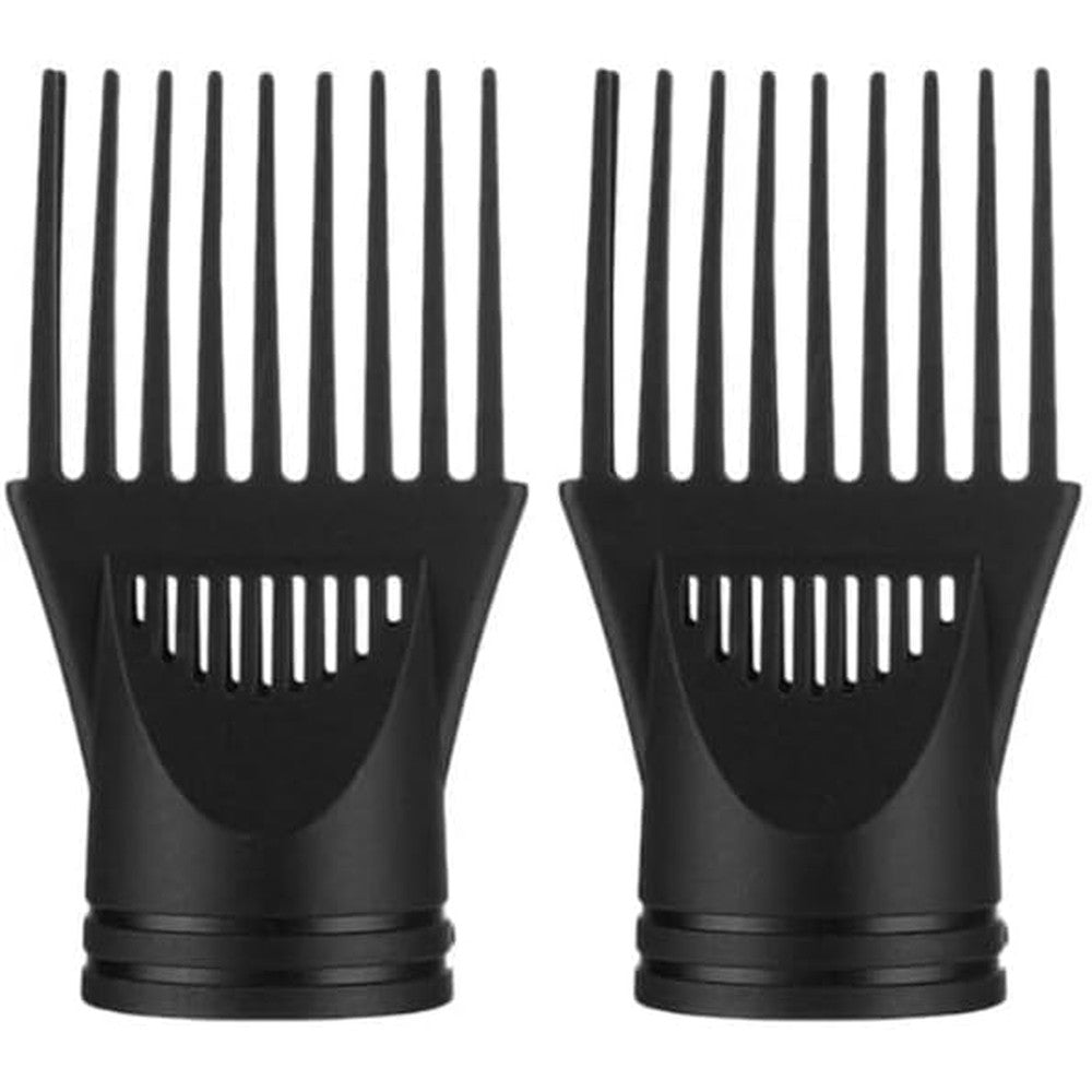 Jizlan 2 pieces black hair dryer comb attachment set front view