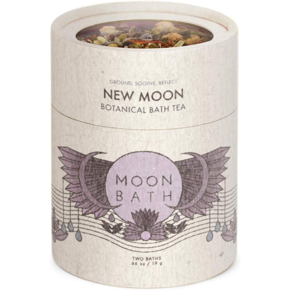 Moon Bath New Moon Botanical Bath Tea front view cylindrical packaging