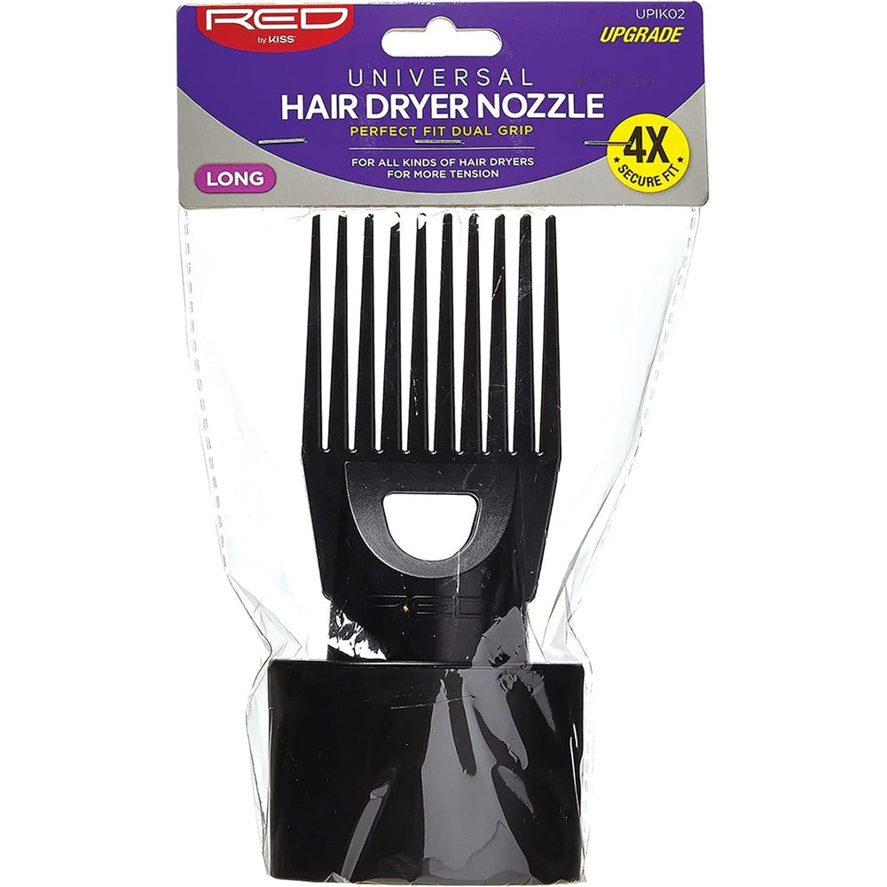 Red by Kiss Universal Hair Dryer Nozzle Long Comb front view for styling
