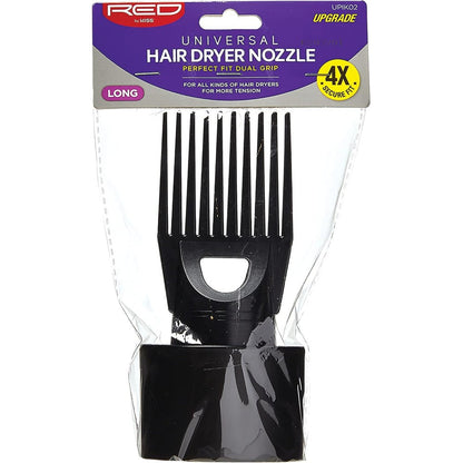 Red by Kiss Universal Hair Dryer Nozzle Long Comb front view for styling