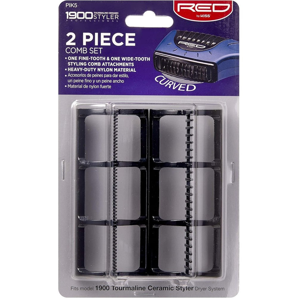Red by Kiss Detangler Pik 2 Piece Comb Set front view
