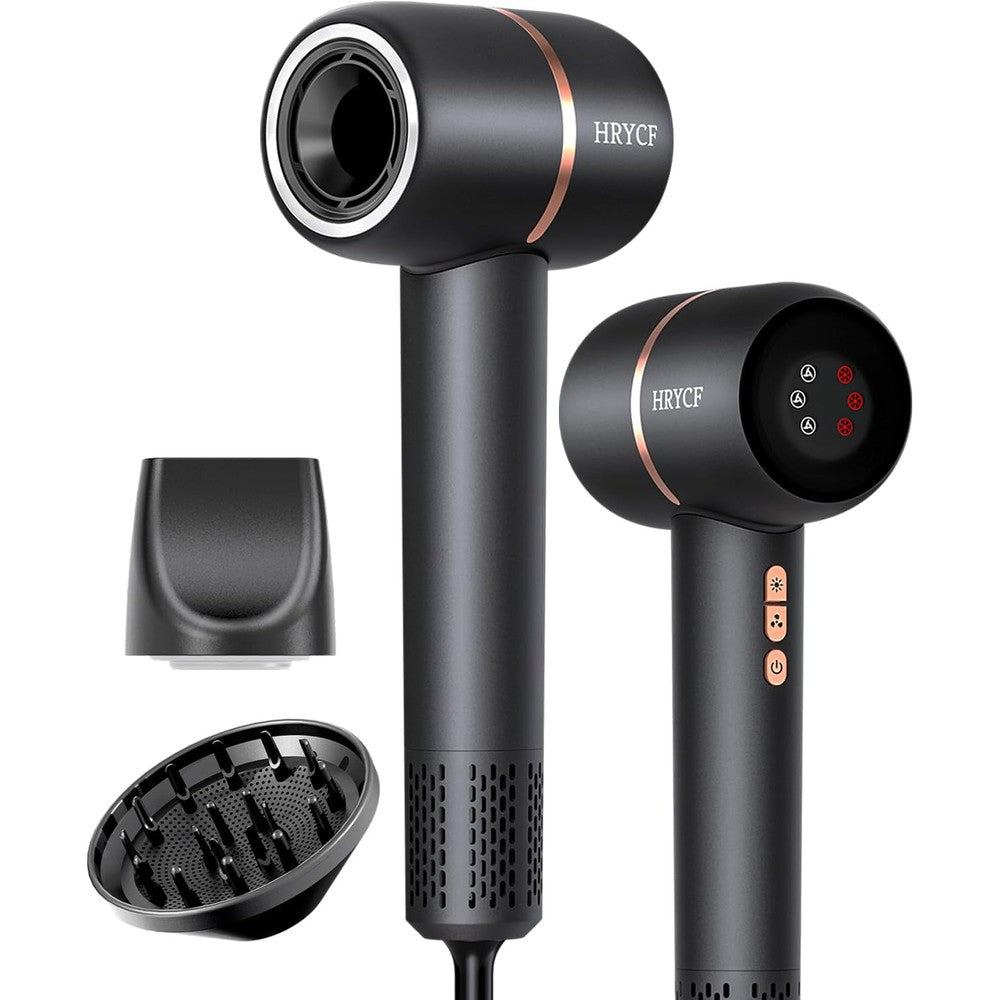 Ionic high speed hair dryer with magnetic attachments front view