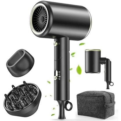 Mesheen 150000 RPM ionic hair dryer front view in black