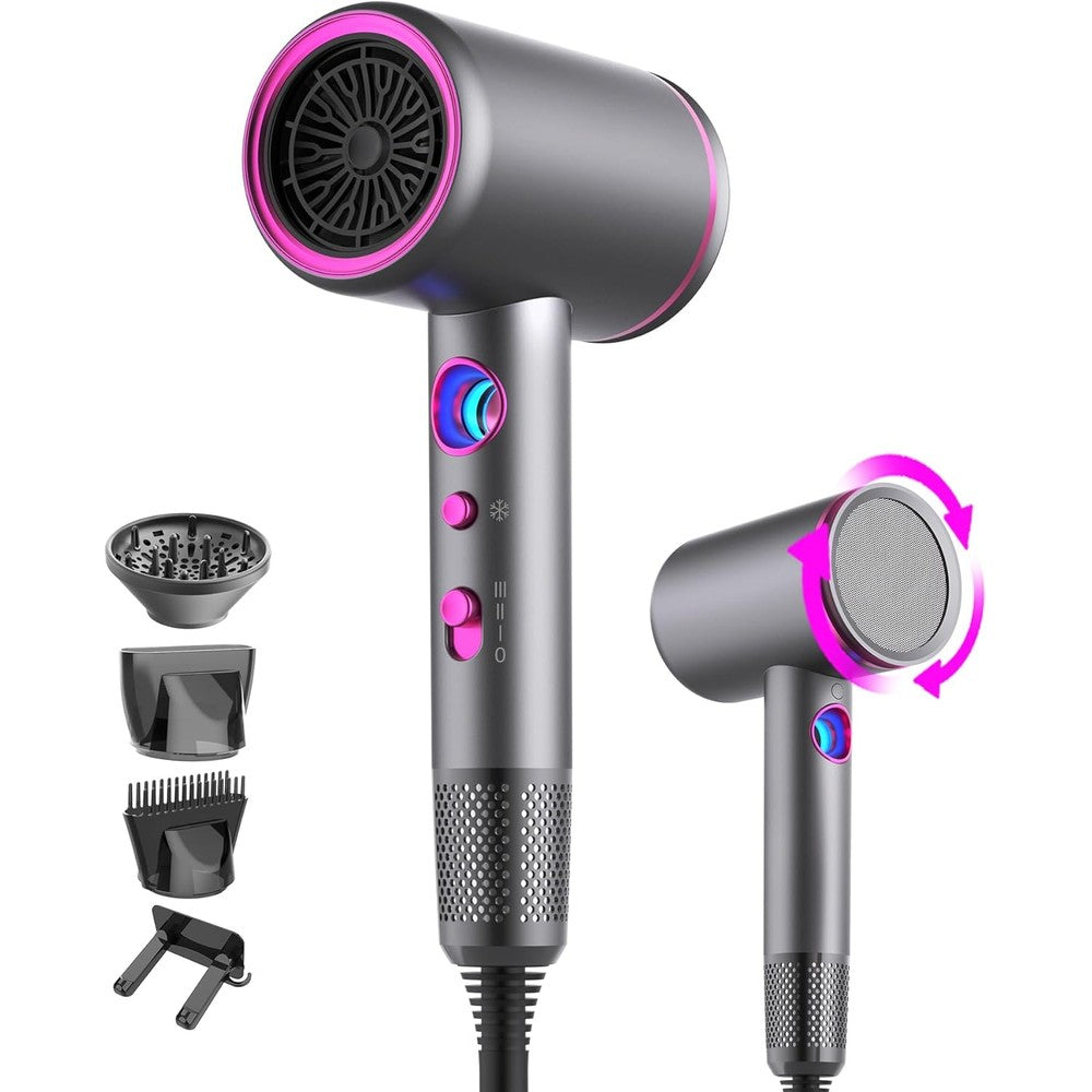 Tisoutec Arhhn professional ionic hair dryer front view showing dark grey matte finish
