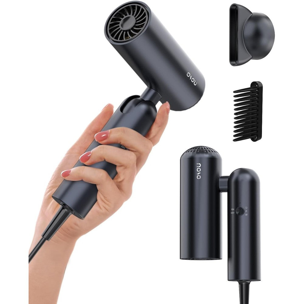 Osou foldable hair dryer front view in space gray