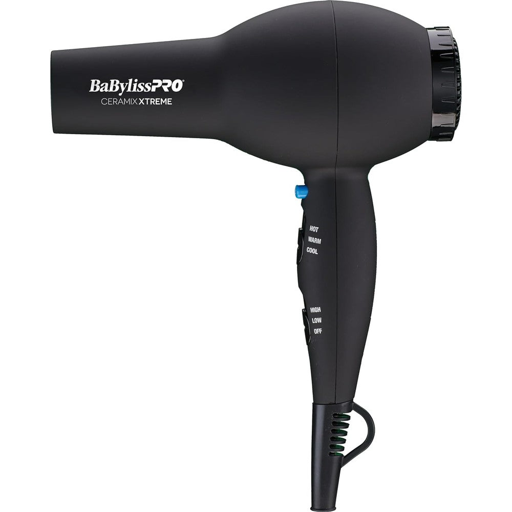 BaBylissPRO Ceramix Xtreme professional hair dryer front view in matte black.