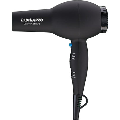 BaBylissPRO Ceramix Xtreme professional hair dryer front view in matte black.