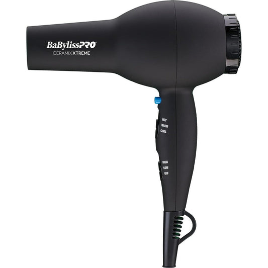 BaBylissPRO Ceramix Xtreme professional hair dryer front view in matte black.