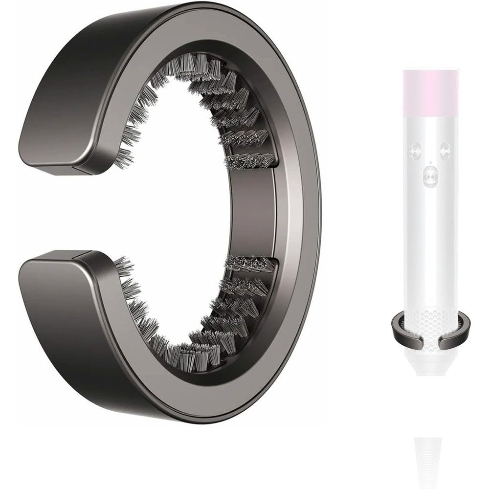 Fixbetter filter cleaning brush front view showing the grey open hole design for hair stylers