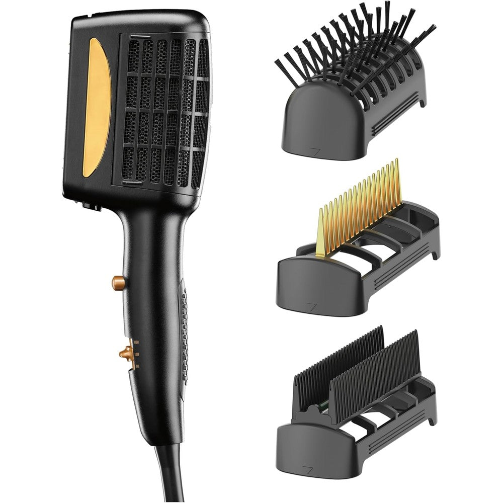 Infinitipro By Conair 3-in-1 Styling Hair Dryer front view with premium matte black finish and gold accents