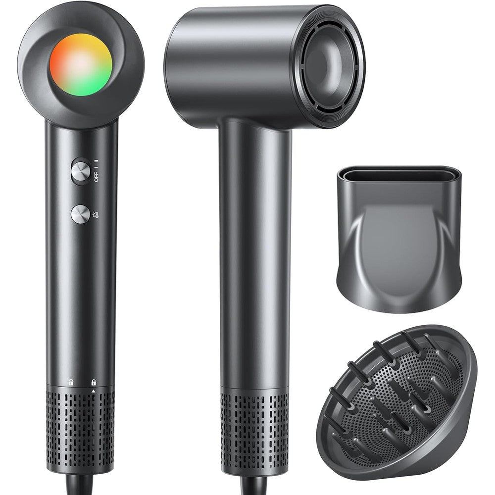 Jitoow 160000 RPM ionic hair dryer black front view
