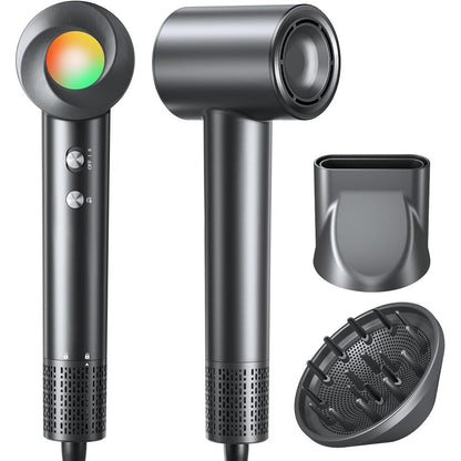 Jitoow 160000 RPM ionic hair dryer black front view