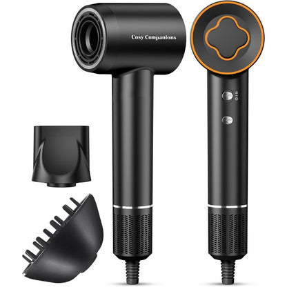 Cosy Companions high speed ionic hair dryer front view in sleek black color finish