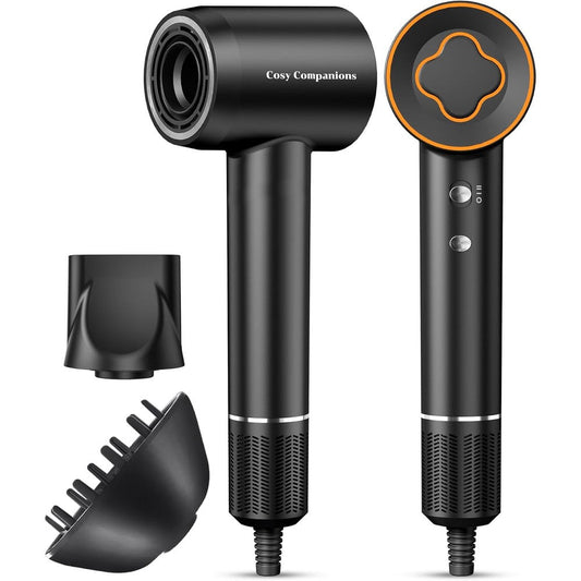Cosy Companions high speed ionic hair dryer front view in sleek black color finish