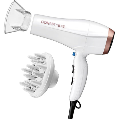 Conair Double Ceramic Hair Dryer front view in white and rose gold