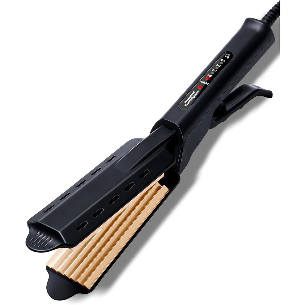 Sm liters beauty hair crimper iron front view showing adjustable temperature display