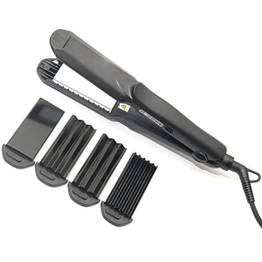 Sm liters beauty hair crimper front view showcasing interchangeable plates