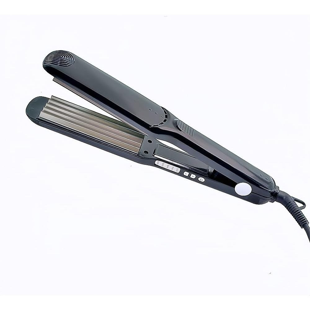 Wangmeili professional ceramic hair crimper front view showing 1.5-inch tourmaline plates for hair volumizing.